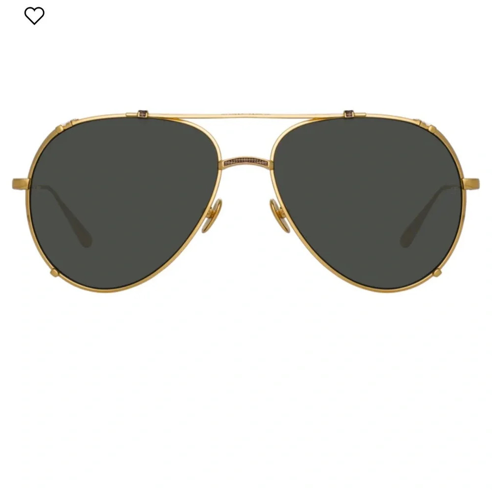 LINDA FARROW NEWMAN AVIATOR SUNGLASSES IN YELLOW GOLD - Picture 3 of 3